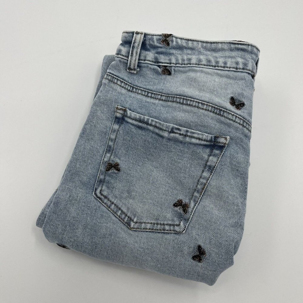 Material Girl Y2K Embroidered Butterfly Distressed Jeans High Rise Juniors Sz 13